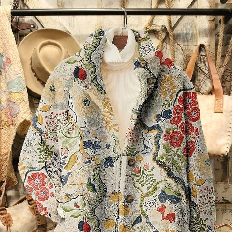 3D Pattern Flannel Coat Winter Women's Clothing