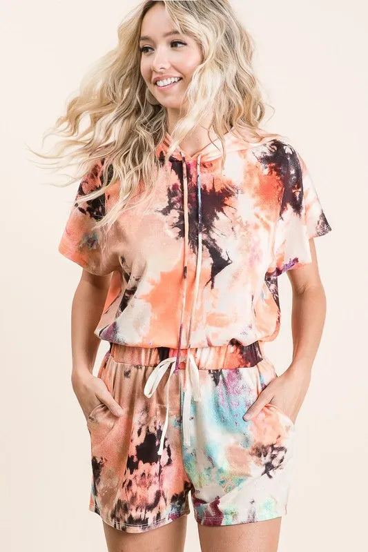 BiBi Tie Dye Terry Hoodie With Drawstring