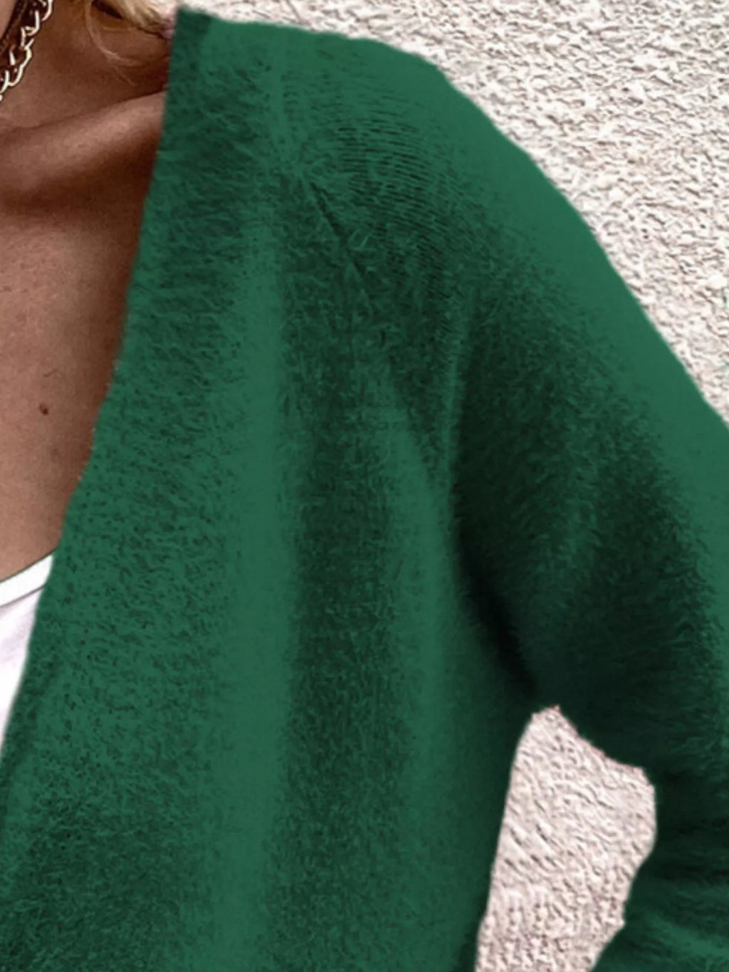 Soft Fuzzy V-Neck Button-Down Cardigan