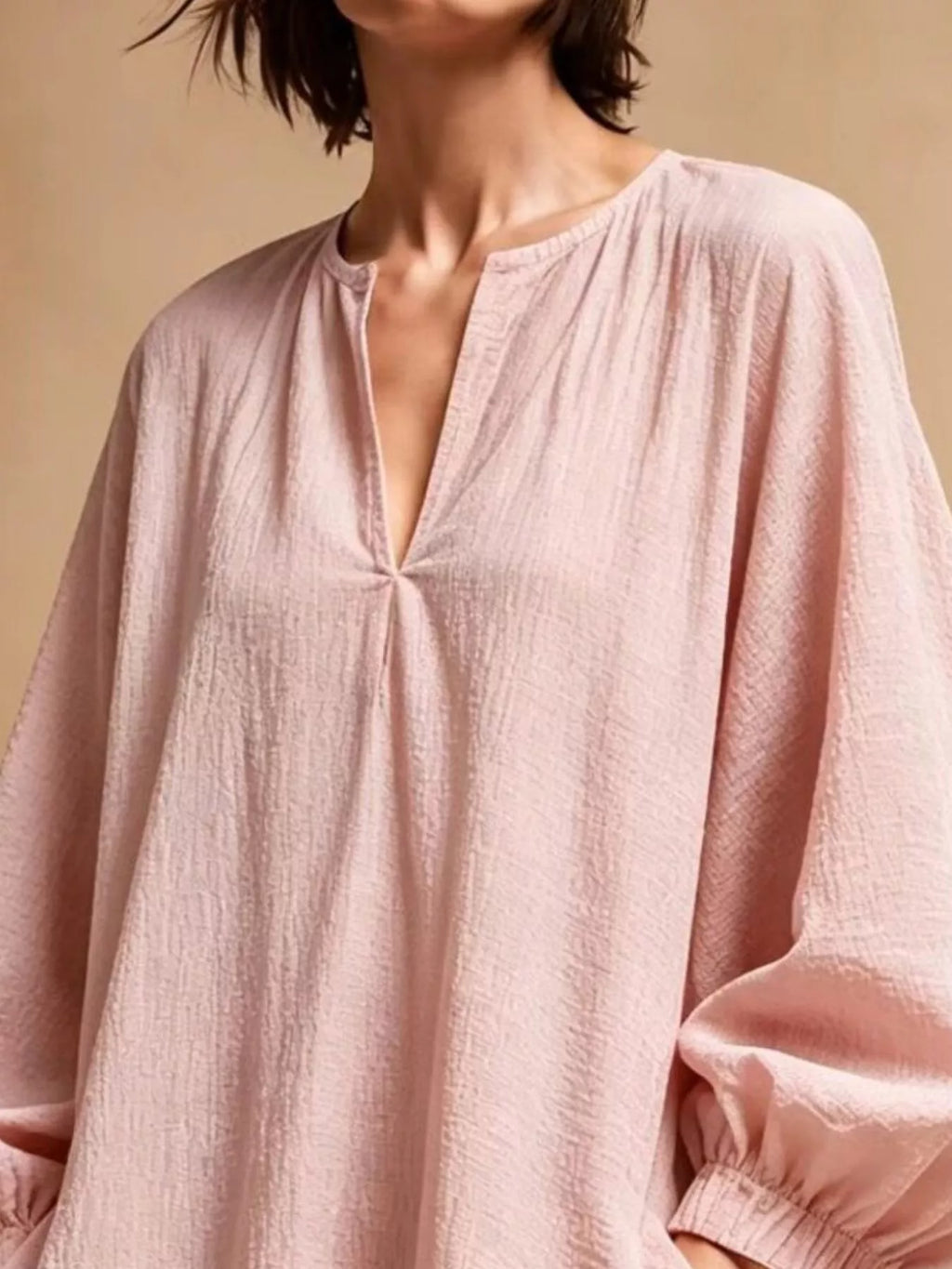 Casual Loose-Fit Balloon Sleeve Mini Dress with Pockets