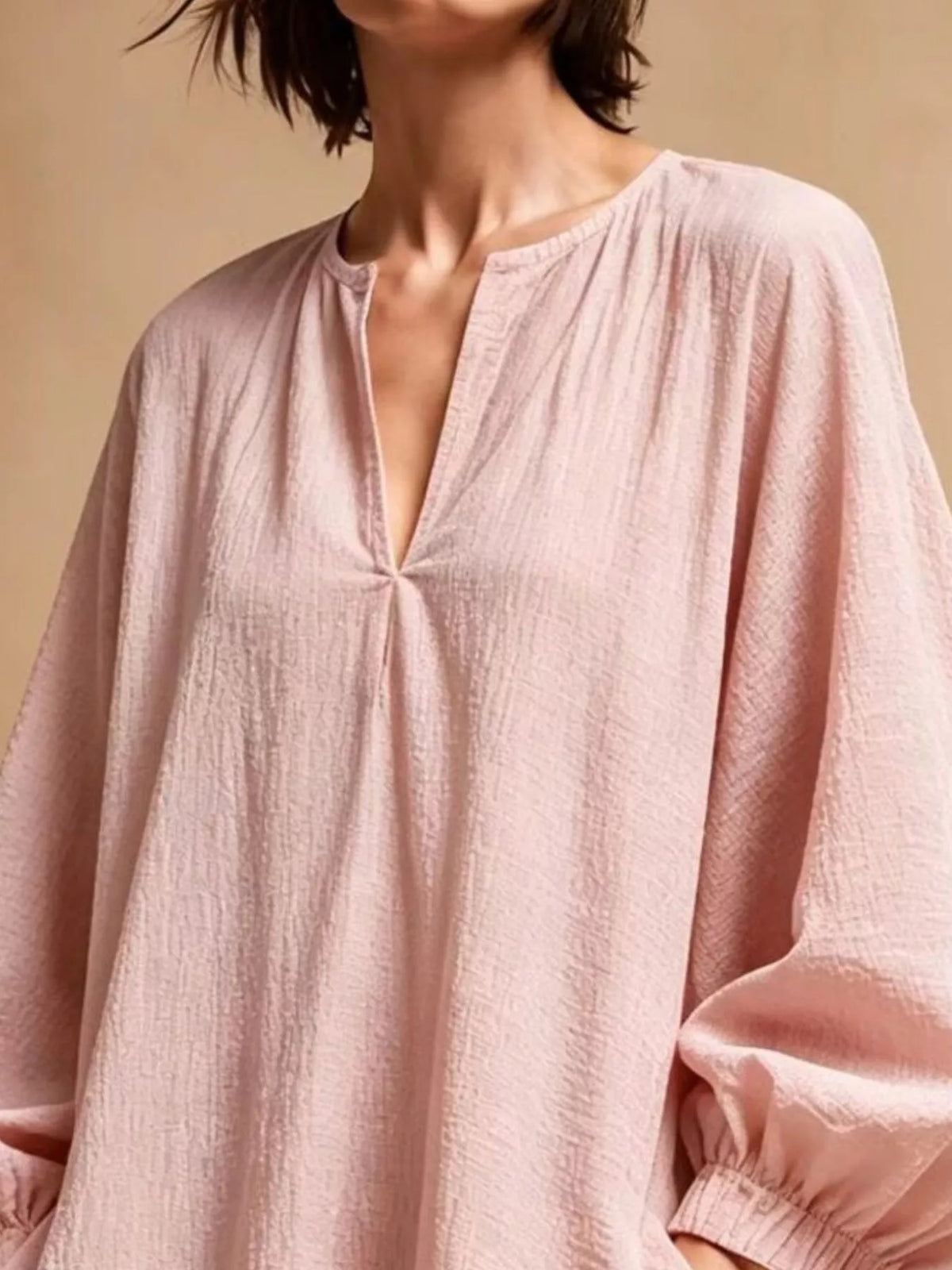 Casual Loose-Fit Balloon Sleeve Mini Dress with Pockets