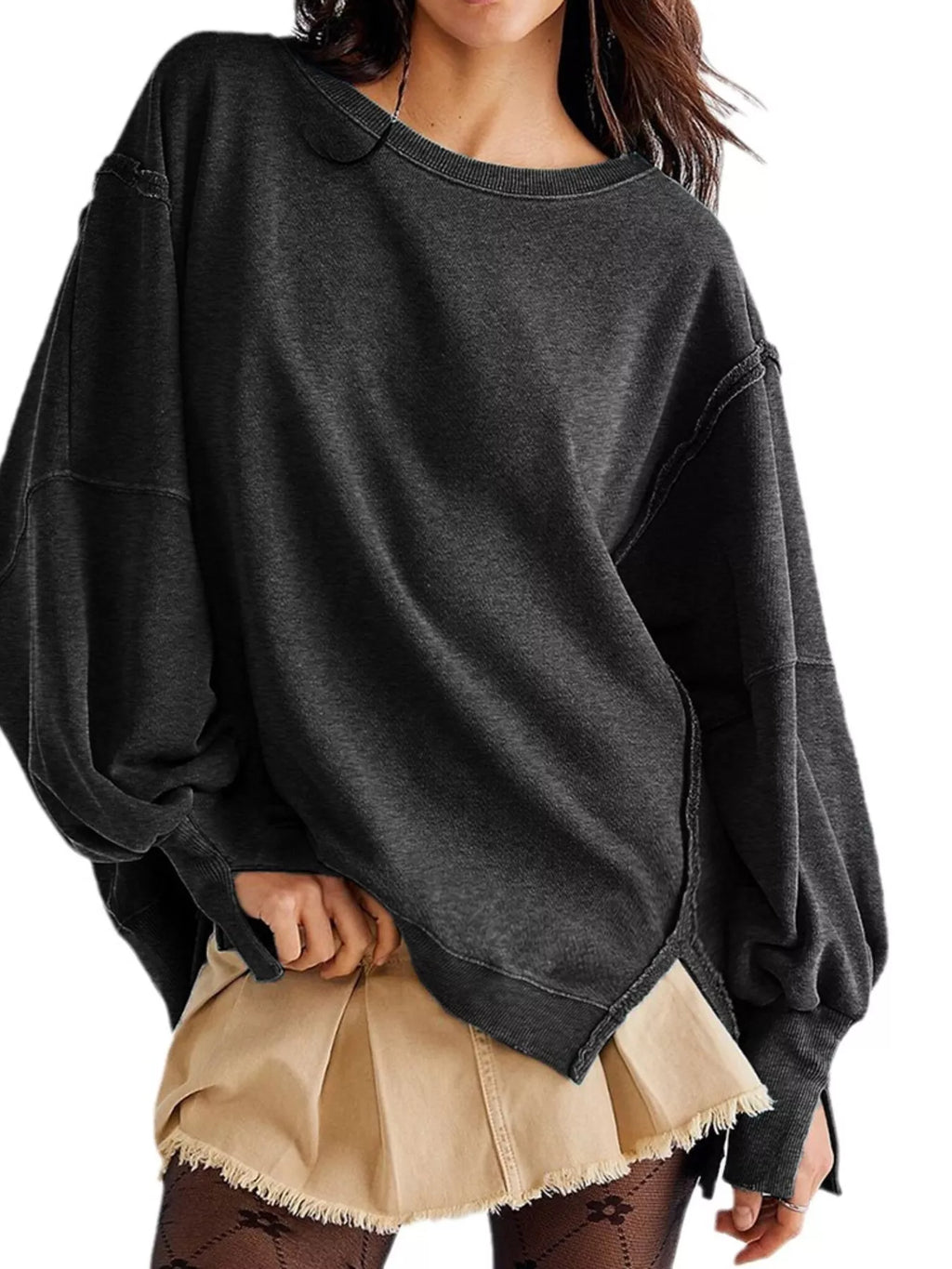 Oversized Relaxed Fit Crew Neck Sweatshirt