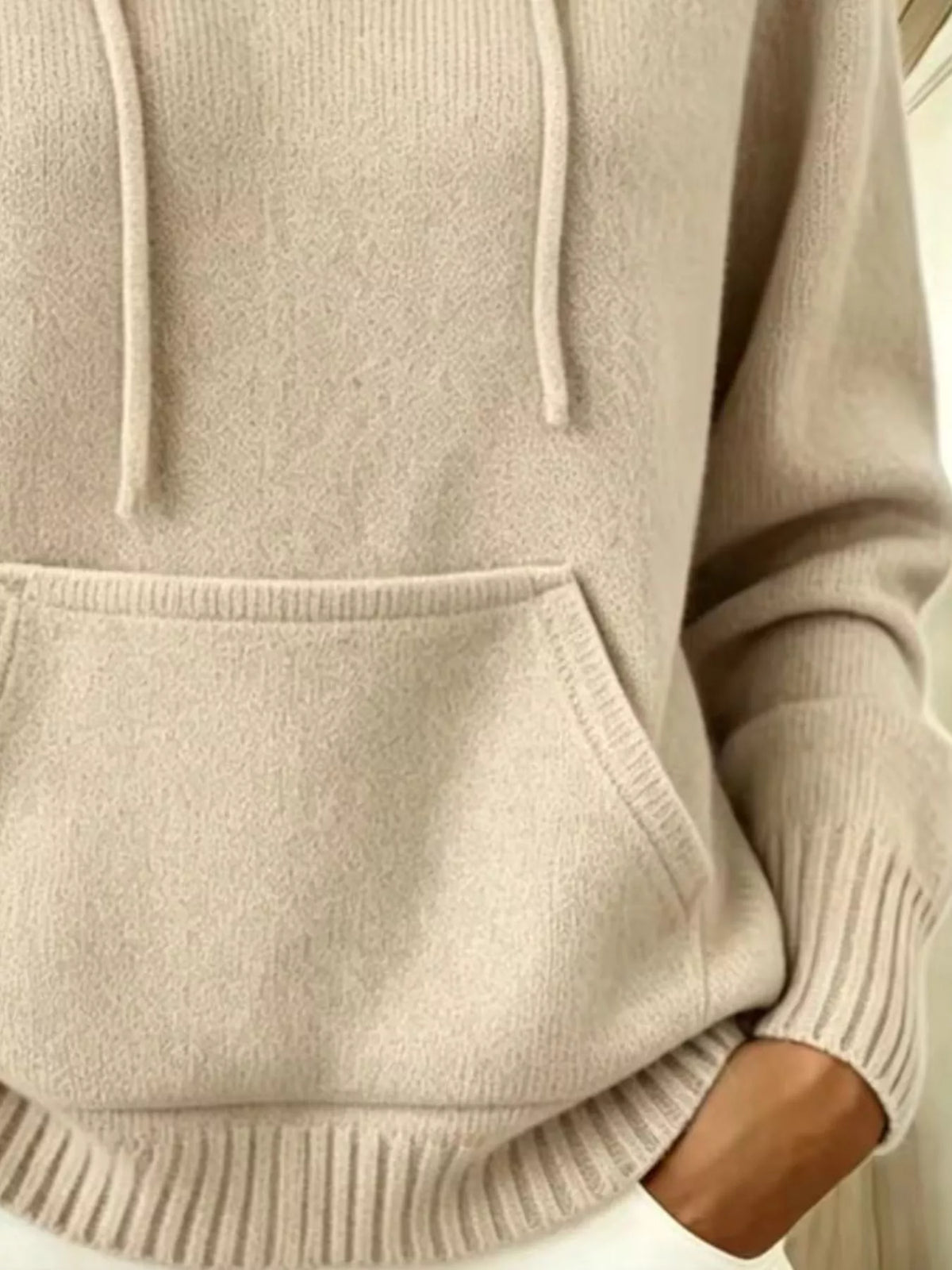Full Size Drawstring Kangaroo Pocket Hooded Sweater Plus Size