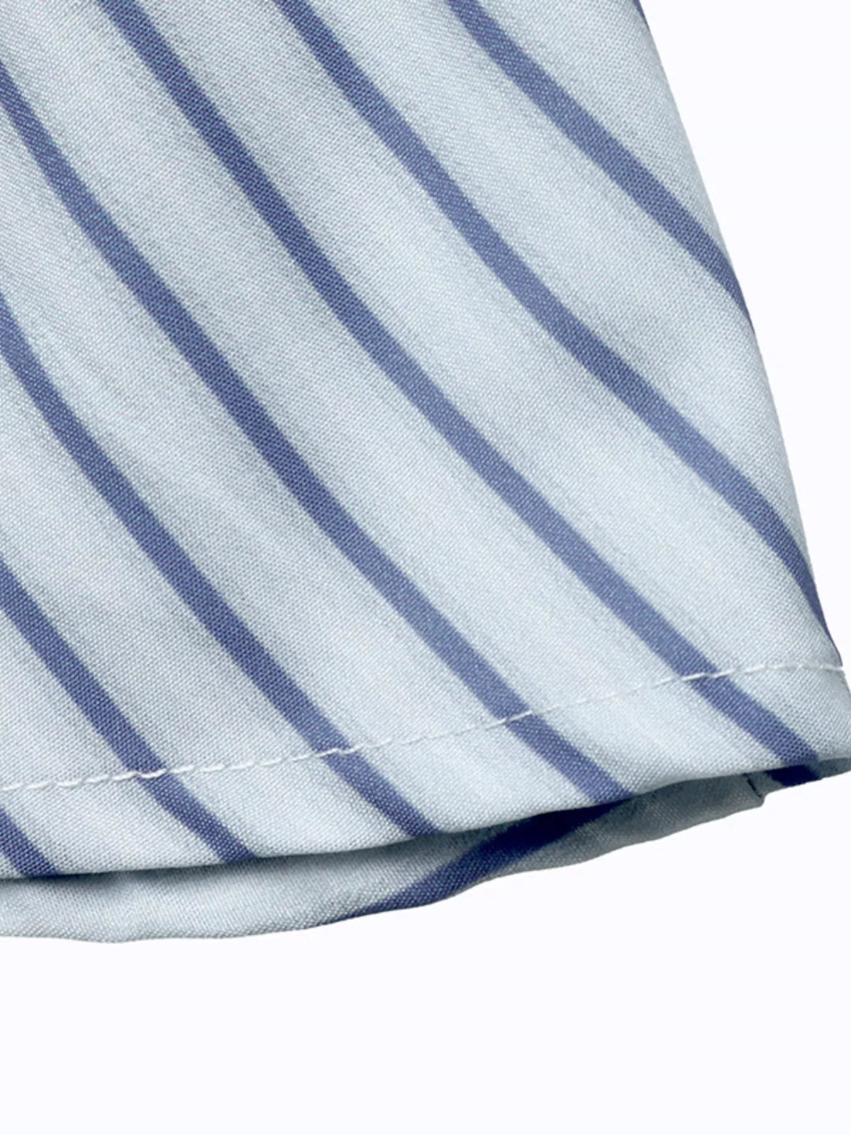 Striped Mandarin Knot Buttons Peplum Hem Shirt