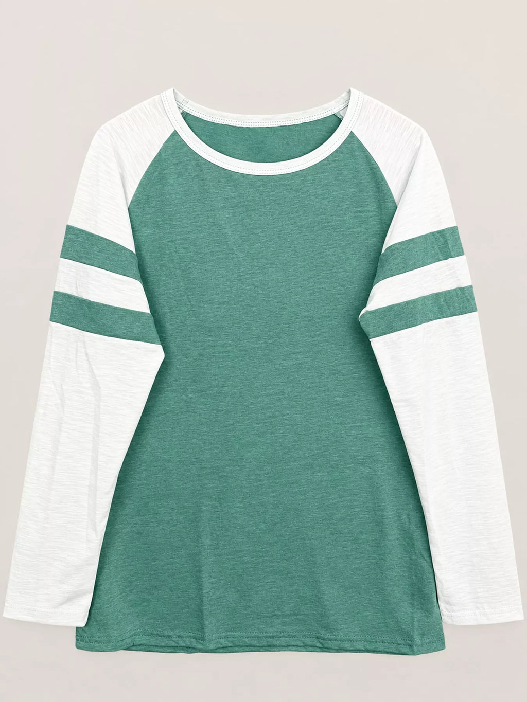 Full Size Color-Block Raglan Sleeve Striped T-Shirt Plus Size