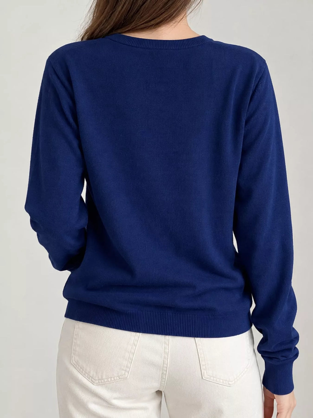 Crew Neck Button-Down Knit Cardigan