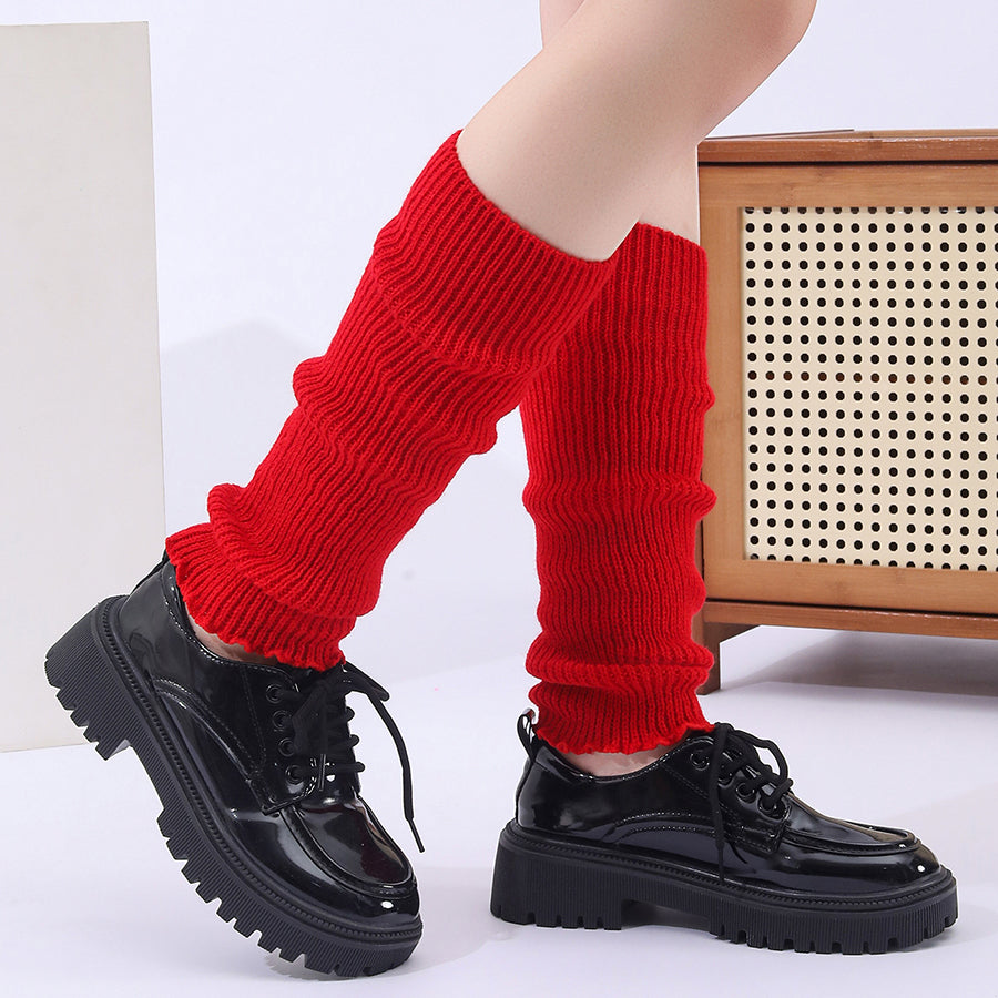 Winter Fashion Ribbed Knitted Hot Sale Harajuku Neon Long Socks Winter Boot Gaiters Clubwear Women Girls Japanese Lolita Leg Warmer