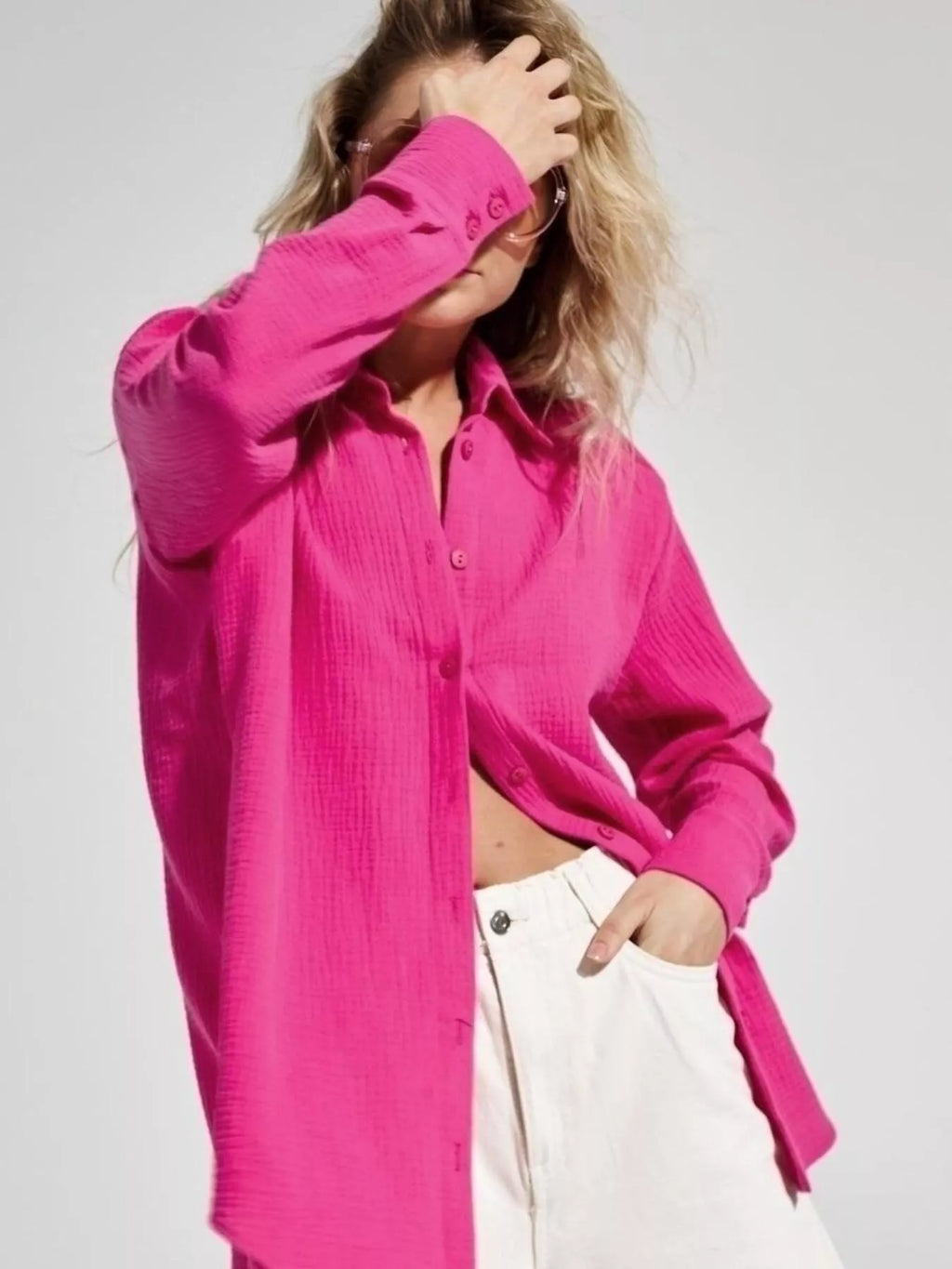 Textured Gauze Button-Down Shirt