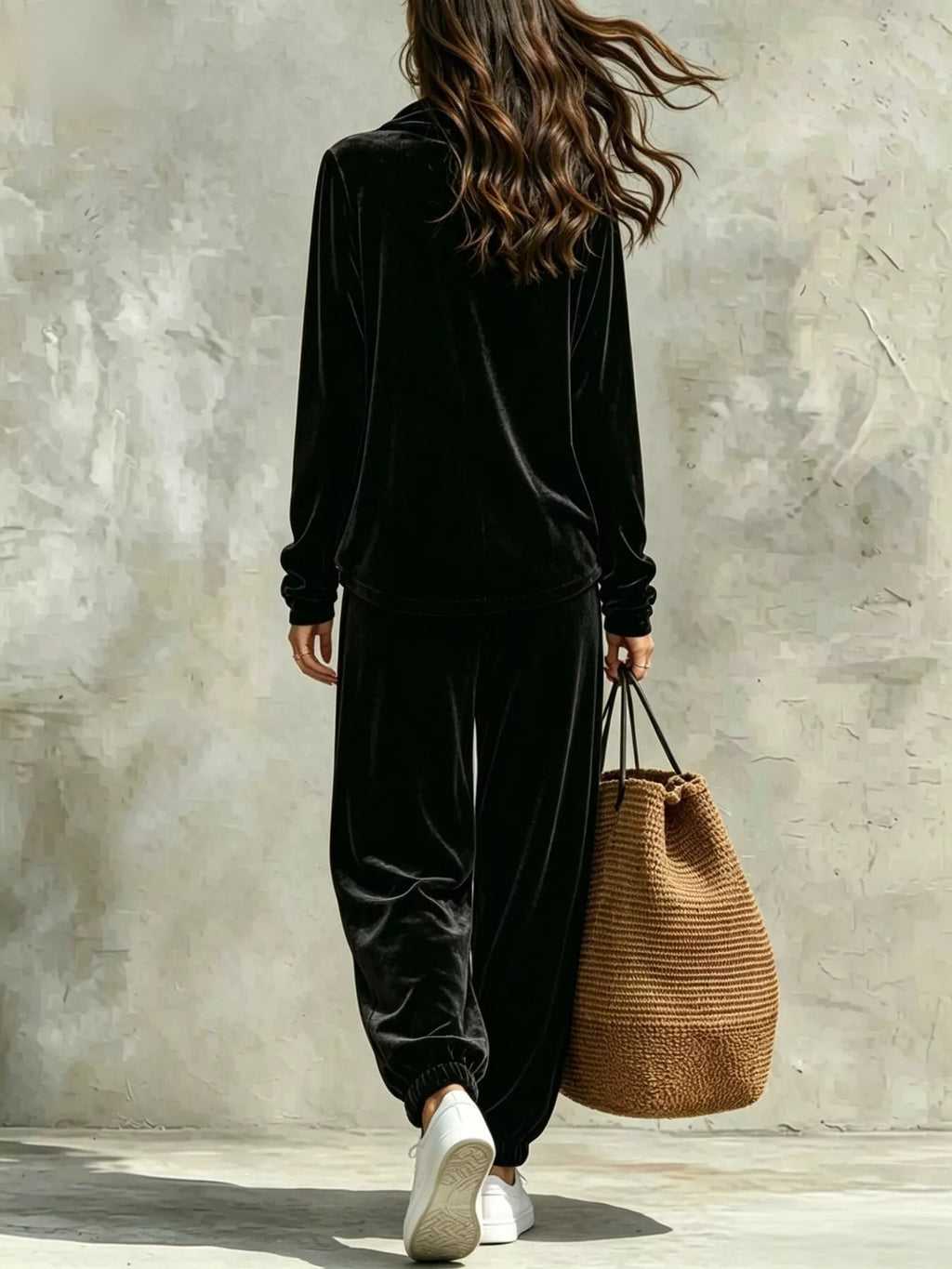 Full Size Velvet Cowl Neck Long Sleeve Top and Pants Set Plus Size