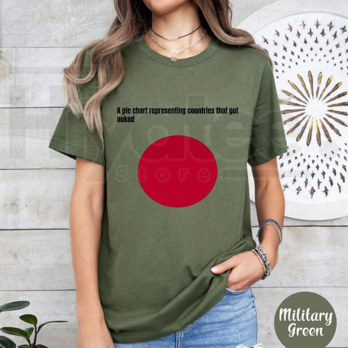 Funny History Meme T-Shirt – Japan Flag Pie Chart Countries Got Nuked Graphic Tee