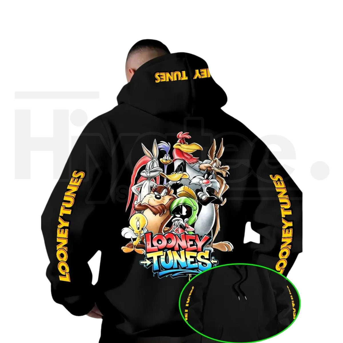 Warner Bros Looney Tunes Gradient Print Hoodie – Vintage Cartoon Character Pullover