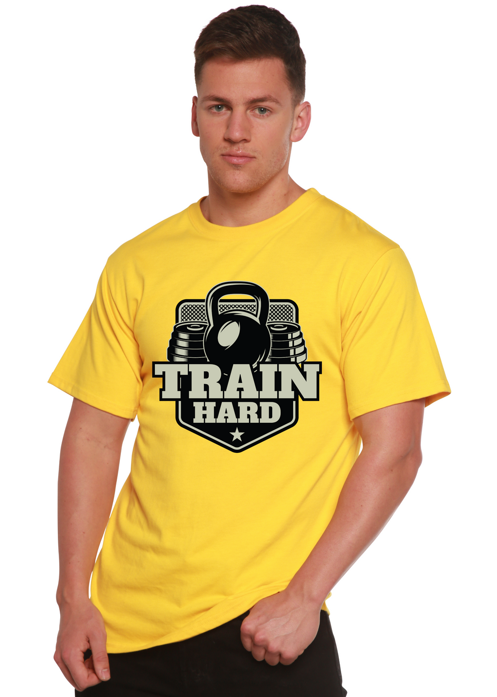 Train Hard Men's Bamboo Viscose/Organic Cotton Short Sleeve Graphic T-Shirt