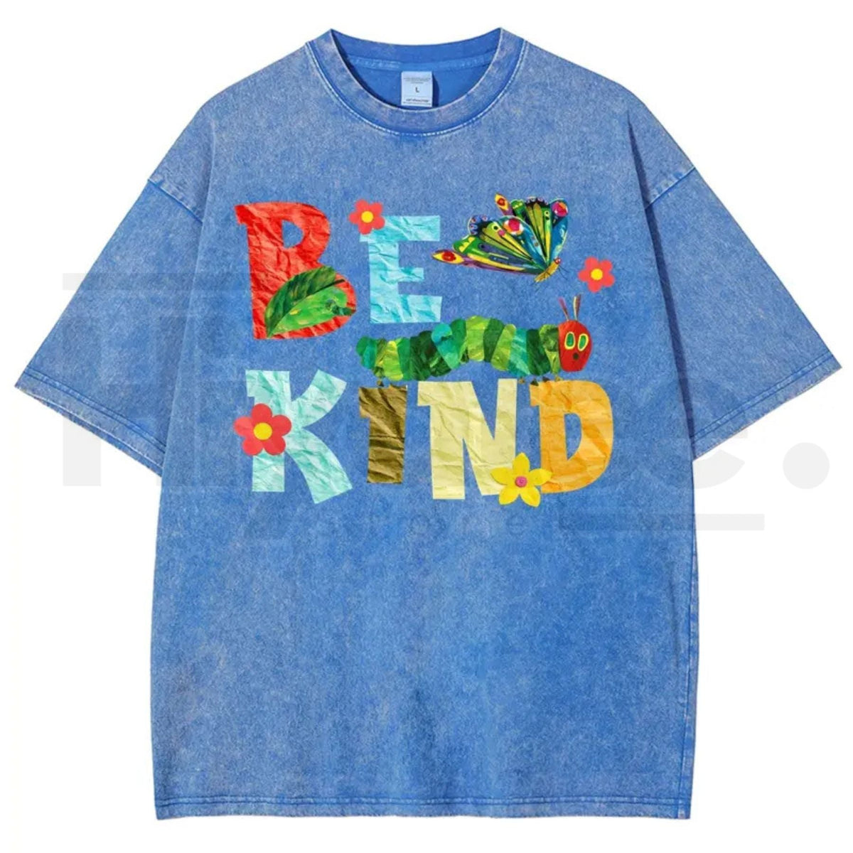 Be Kind Paper Collage Bug Butterfly Floral Vintage Washed Tee – Y2K Aesthetic Graphic Shirt