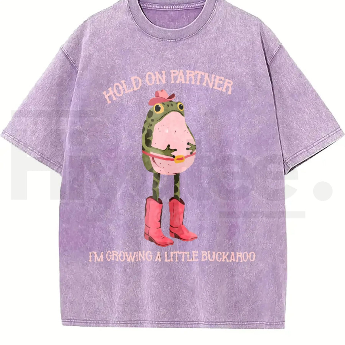 Hold On Partner I'm Growing A Little Buckaroo Vintage Washed T-Shirt – Retro Cowboy Frog Graphic Tee