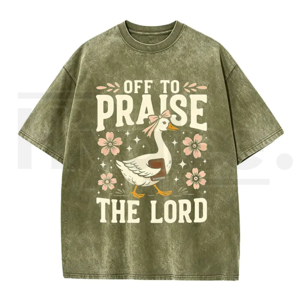 Off to Praise the Lord Faith Goose Graphic Tee – Trendy Christian Bible Verse Cotton Shirt