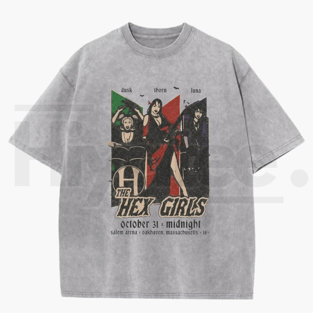 Vintage Acid Wash Gothic Rock Band Art Streetwear T-Shirt – Men's Oversized Dark Aesthetic Heavyweight Cotton Graphic Tee