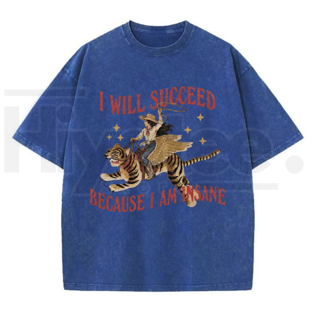 Vintage Acid Wash Surreal Winged Tiger Art Streetwear T-Shirt – Summer & Autumn Graphic Tee for Men & Women