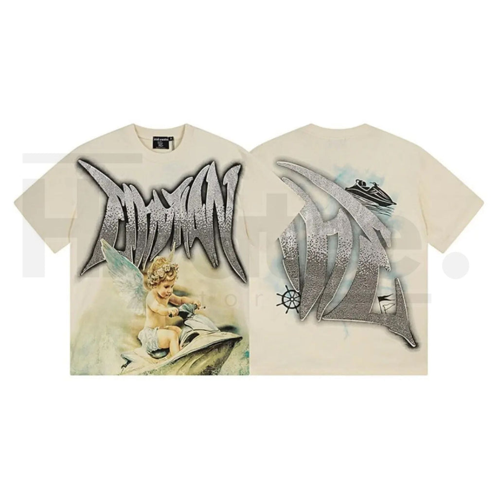 MIXED EMOTION Diamond Angel Graphic Tee – Y2K Vintage Streetwear T-Shirt