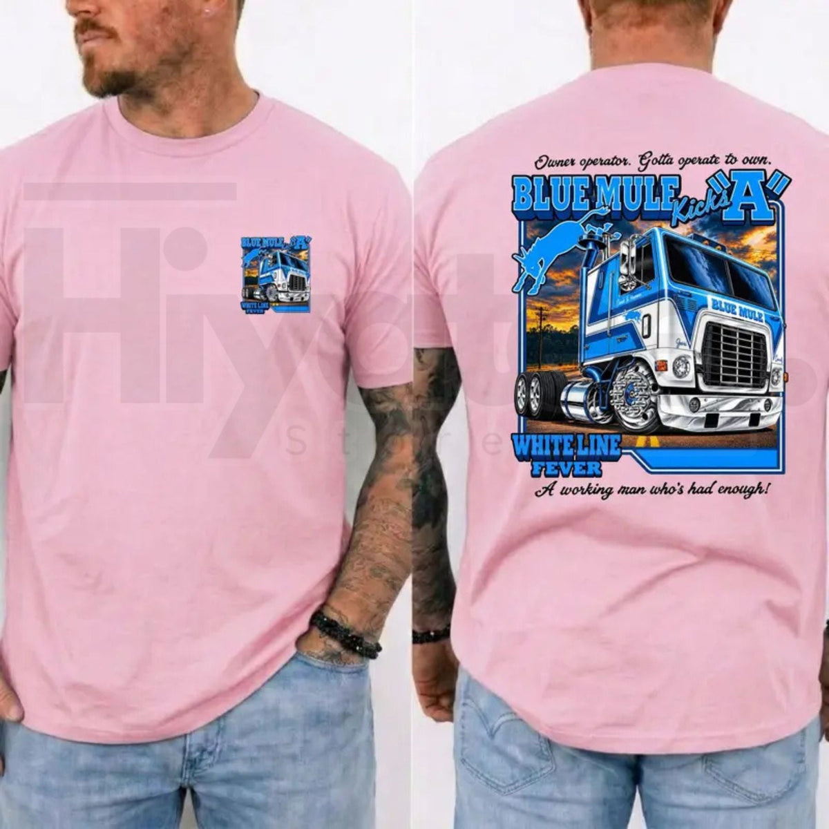 Blue Mule White Line Fever T-Shirt – Trucker Country Band Graphic Tee