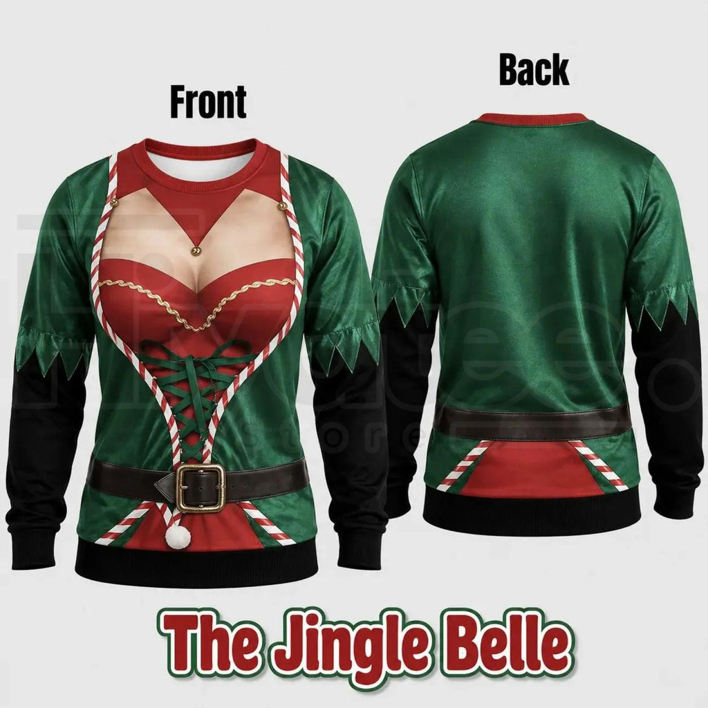 Cheeky Santa Ugly Christmas Sweatshirt – Funny Costume Illusion Crewneck Pullover, Novelty White Elephant Gag Gift