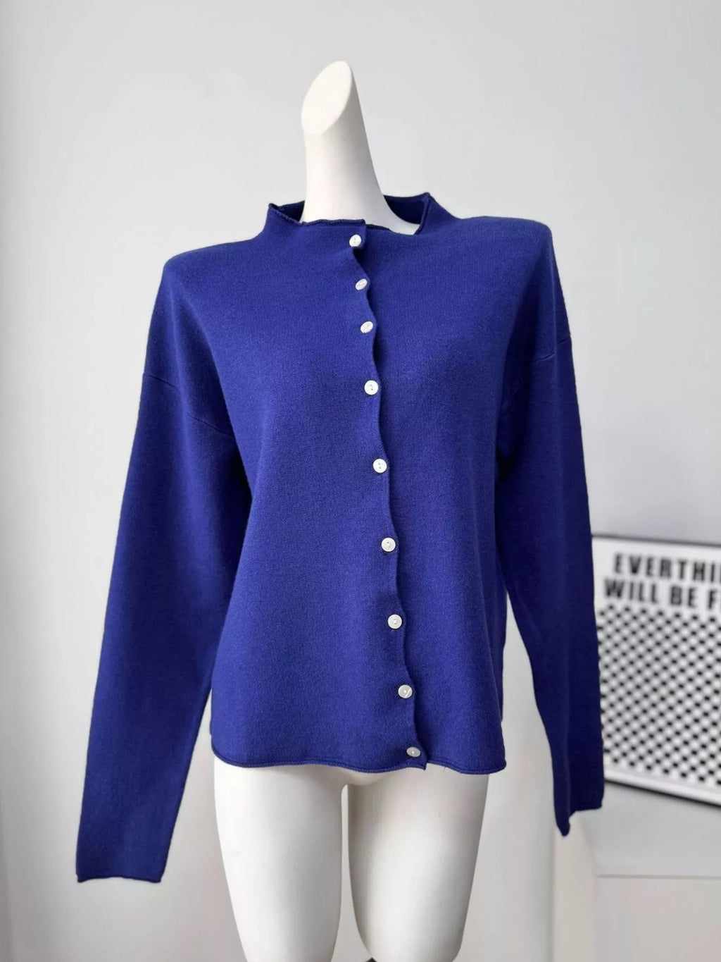 Mock Neck Button-Down Knit Cardigan