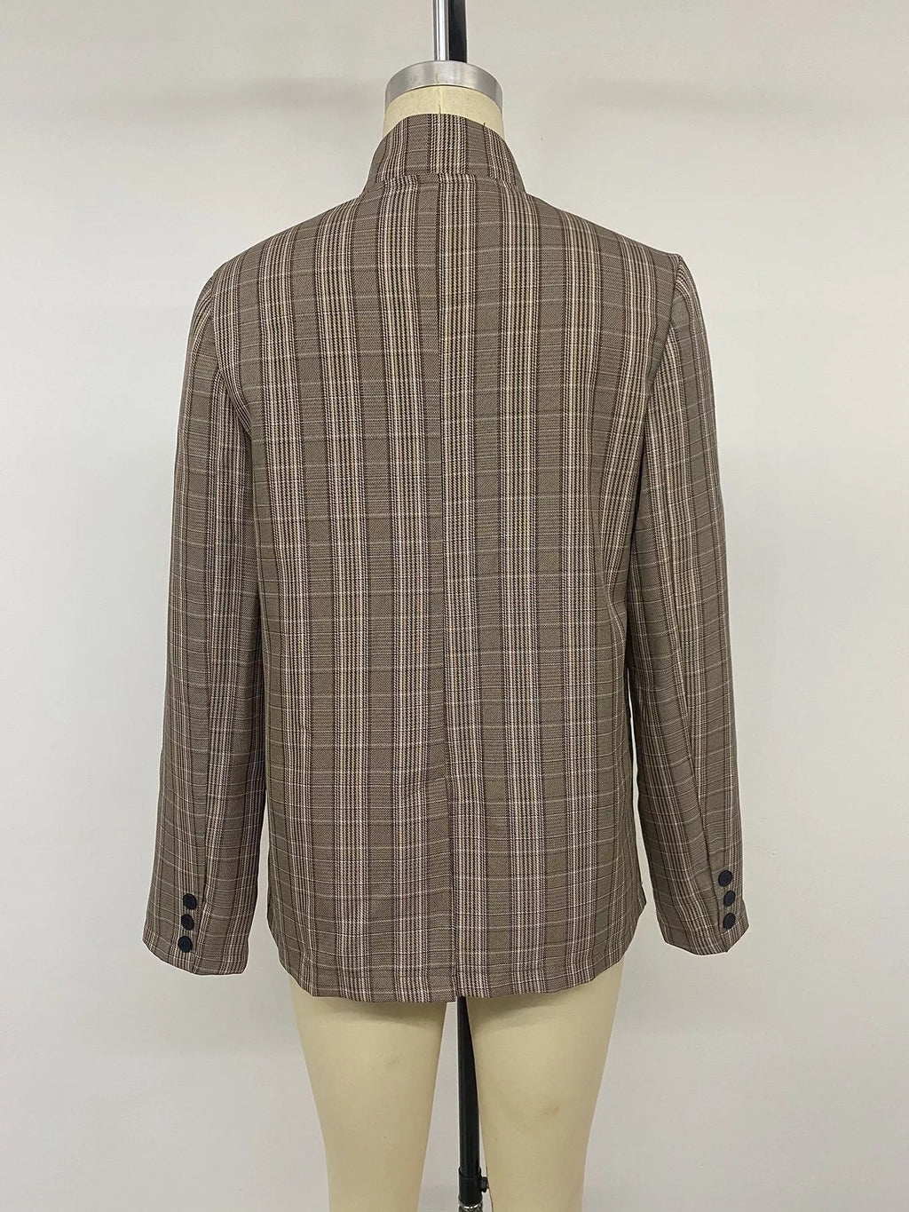Plaid Single-Button Blazer
