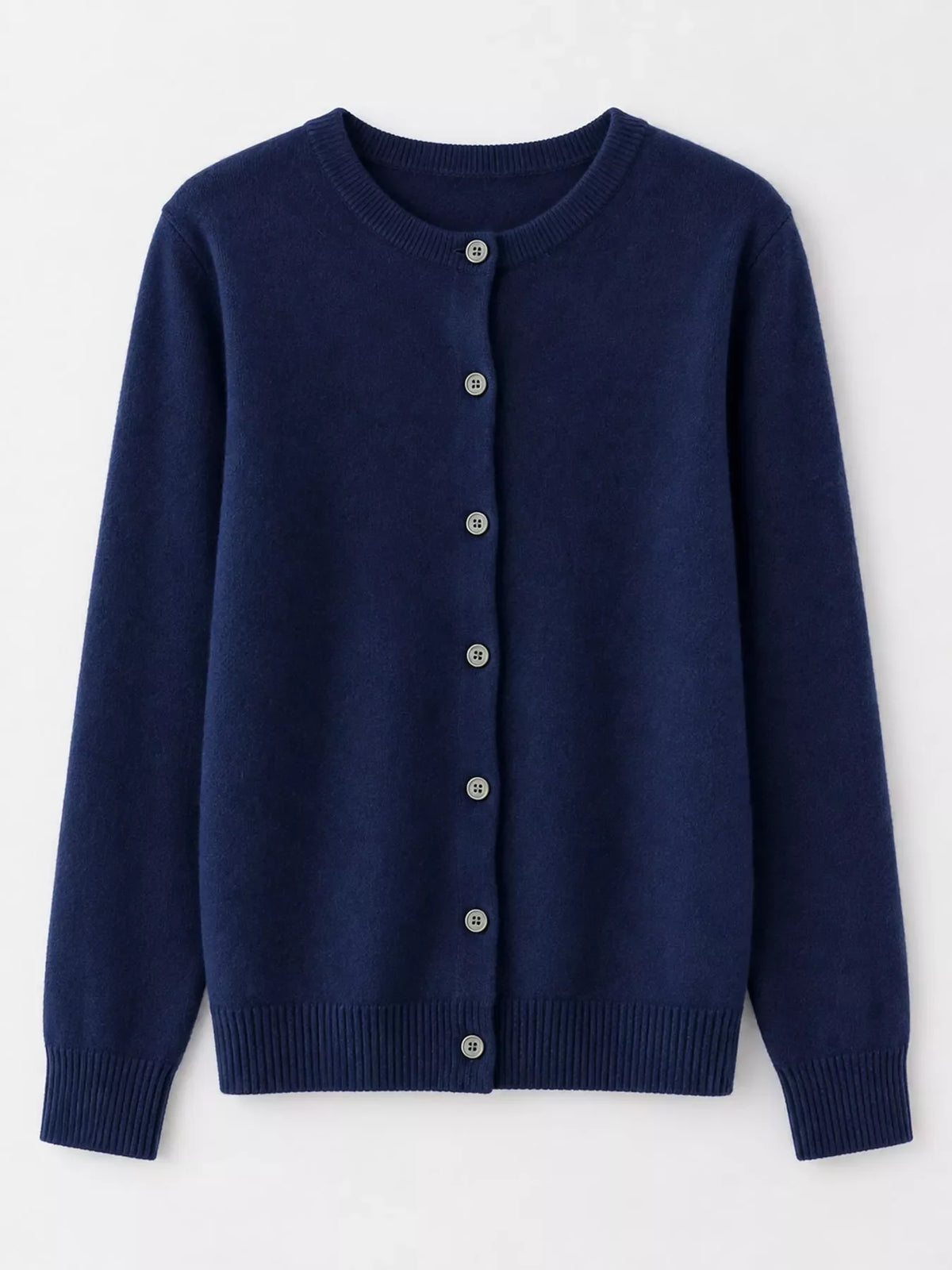 Crew Neck Button-Down Cardigan