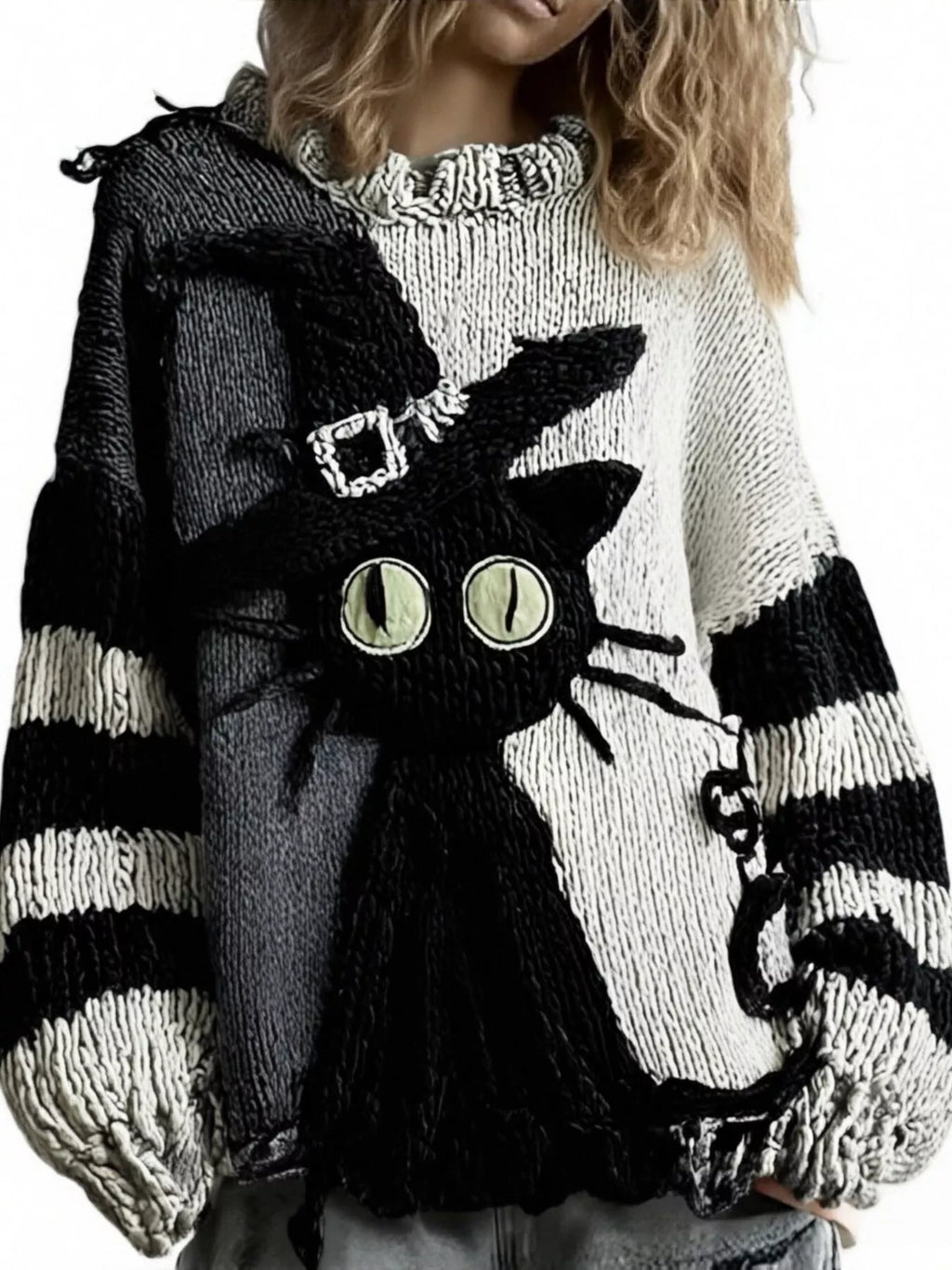 Full Size Color Block Oversized Dropped Shoulder Sweater Plus Size