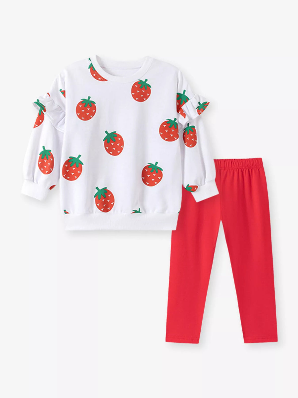 Children's Strawberry Long Sleeve Sweatshirt and Leggings Set