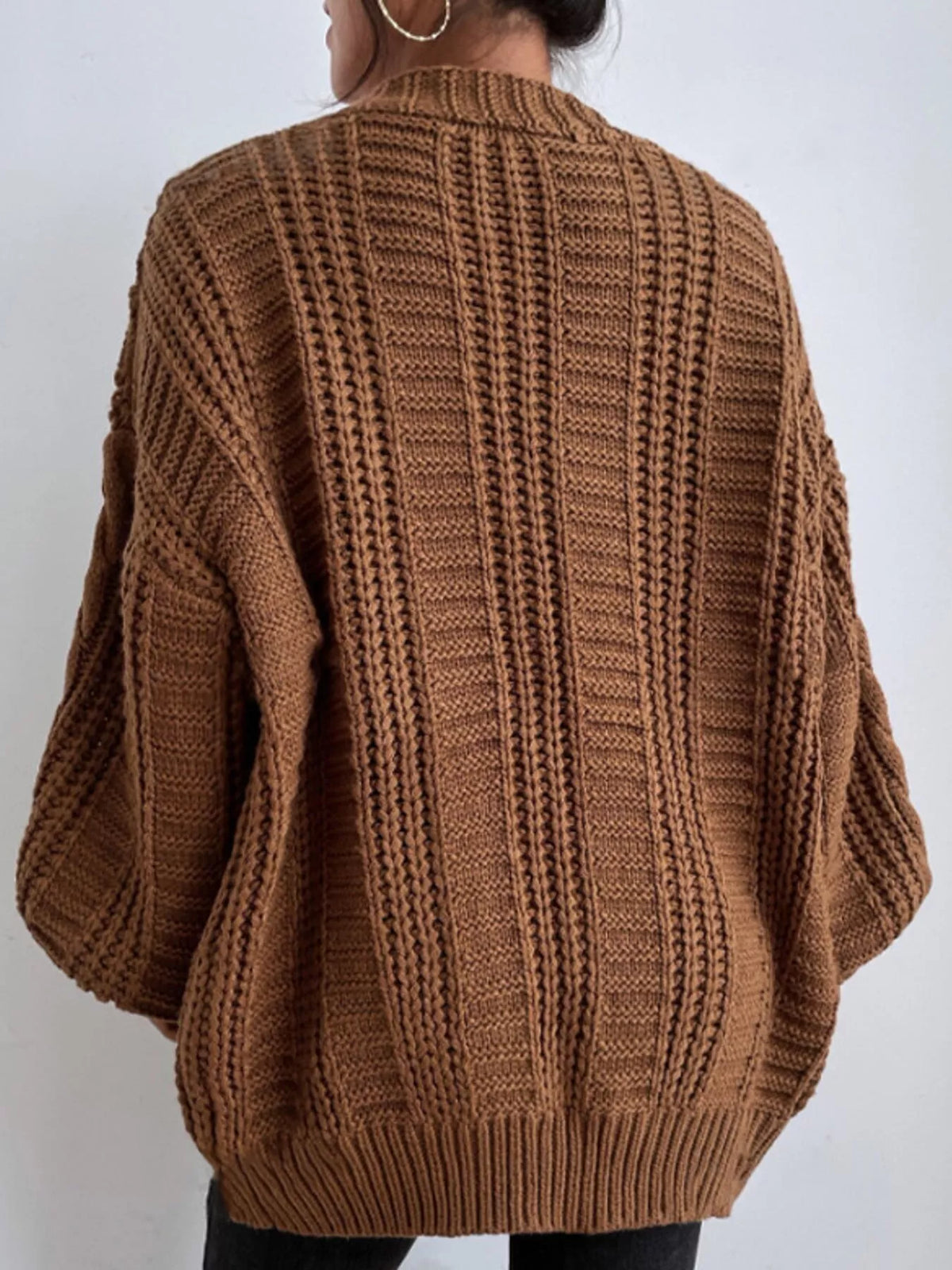 Cable Knit Button-Down Cardigan