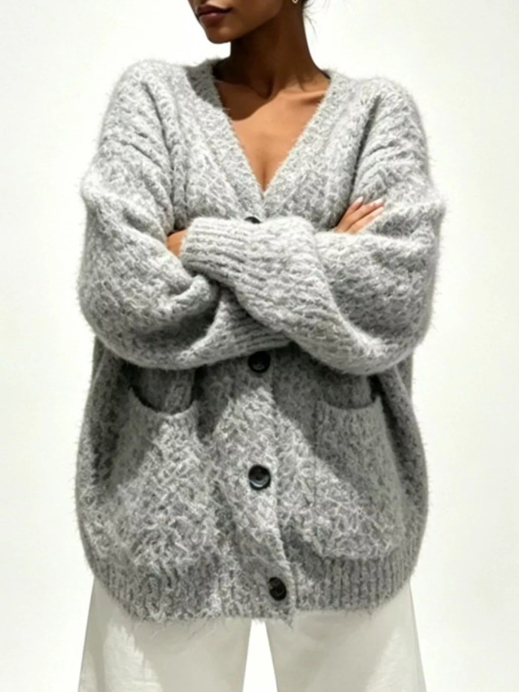 Full Size V-Neck Button-Down Cardigan Plus Size