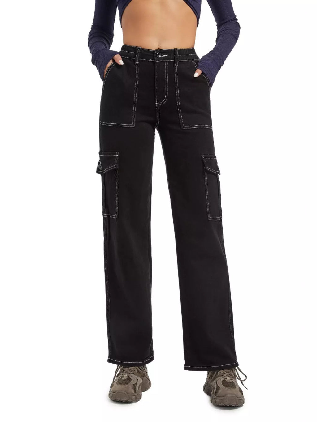 High-Waisted Cargo Jeans
