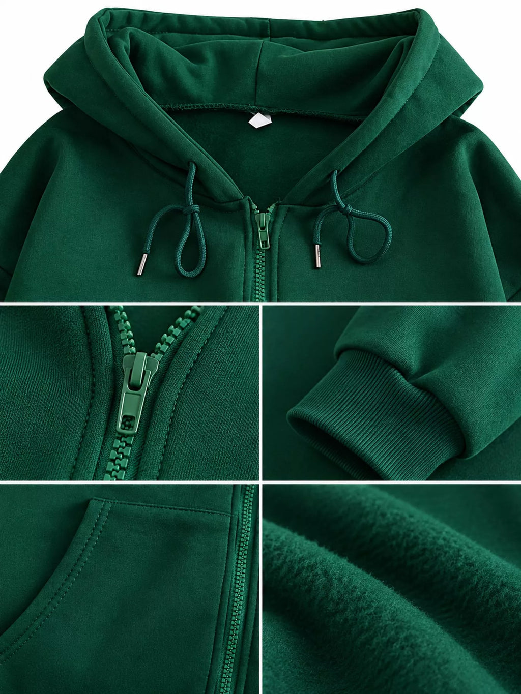 Full Size Oversized Solid Zip-Up Hoodie with Drawstring Plus Size