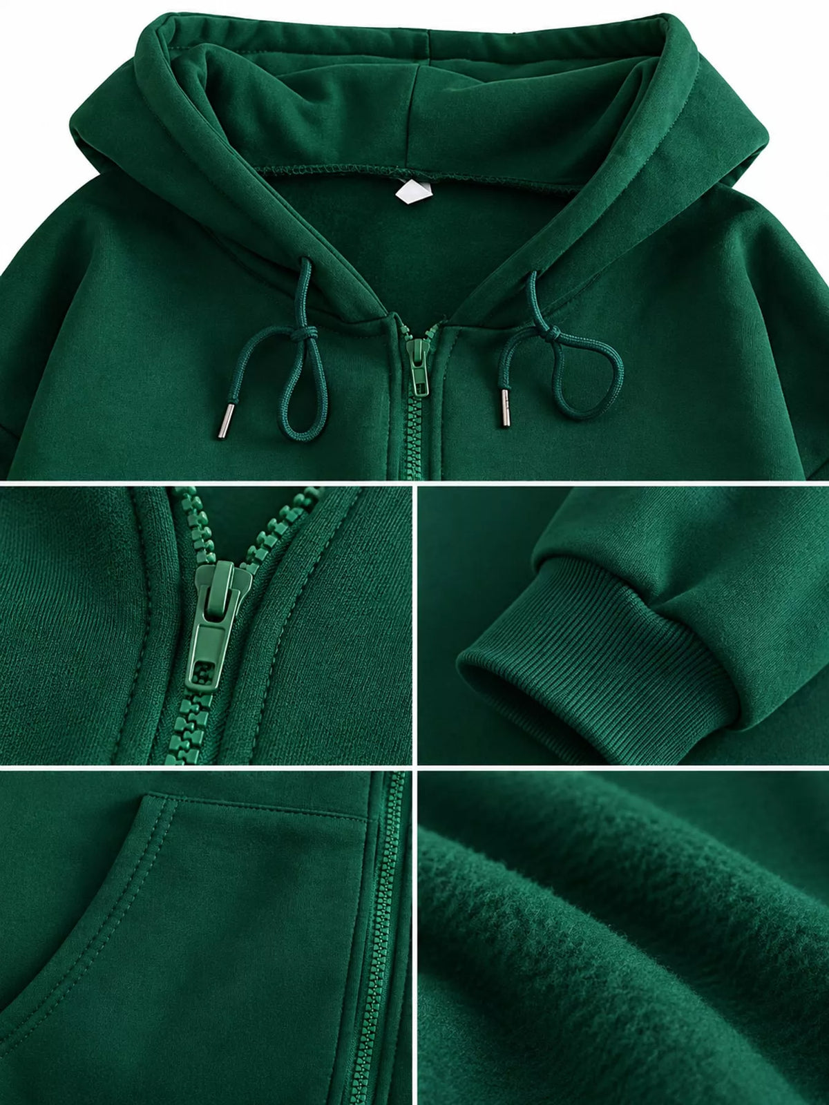 Full Size Oversized Solid Zip-Up Hoodie with Drawstring Plus Size