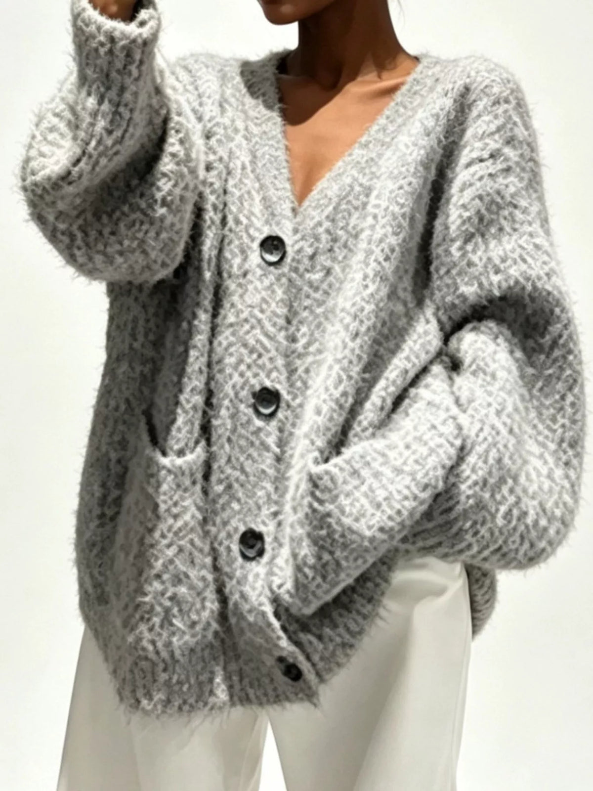 Full Size V-Neck Button-Down Cardigan Plus Size