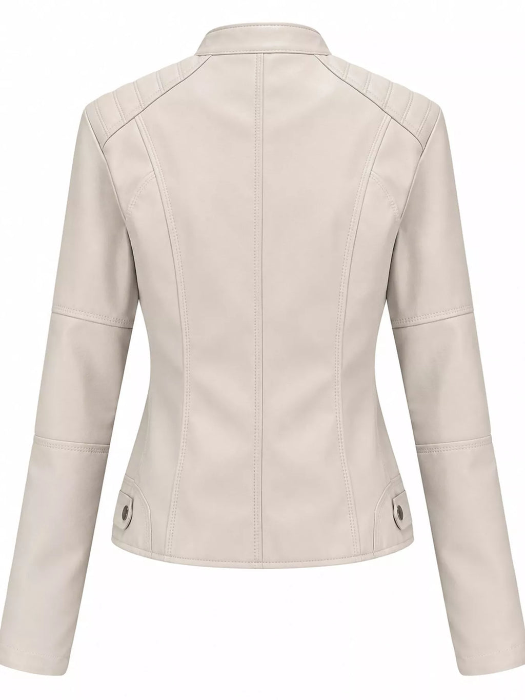 Full Size Slim Fit Faux Leather Moto Jacket Plus Size