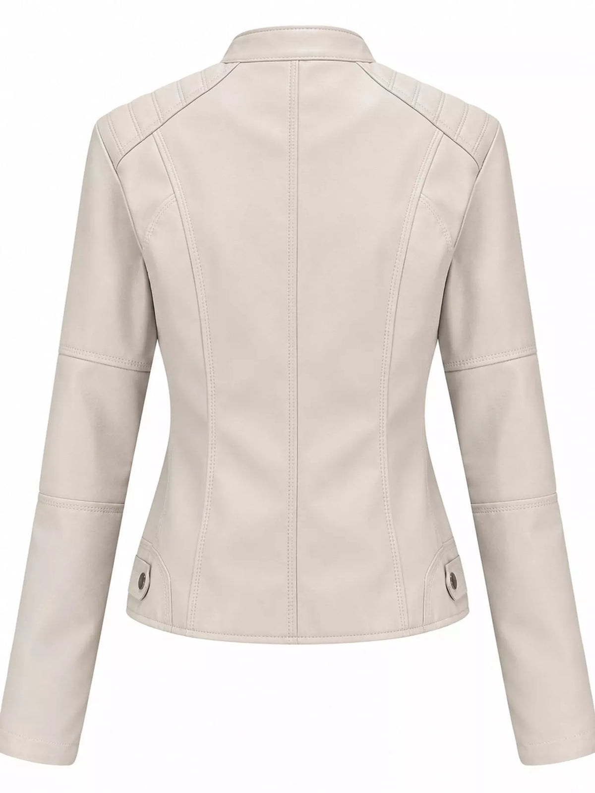 Full Size Slim Fit Faux Leather Moto Jacket Plus Size