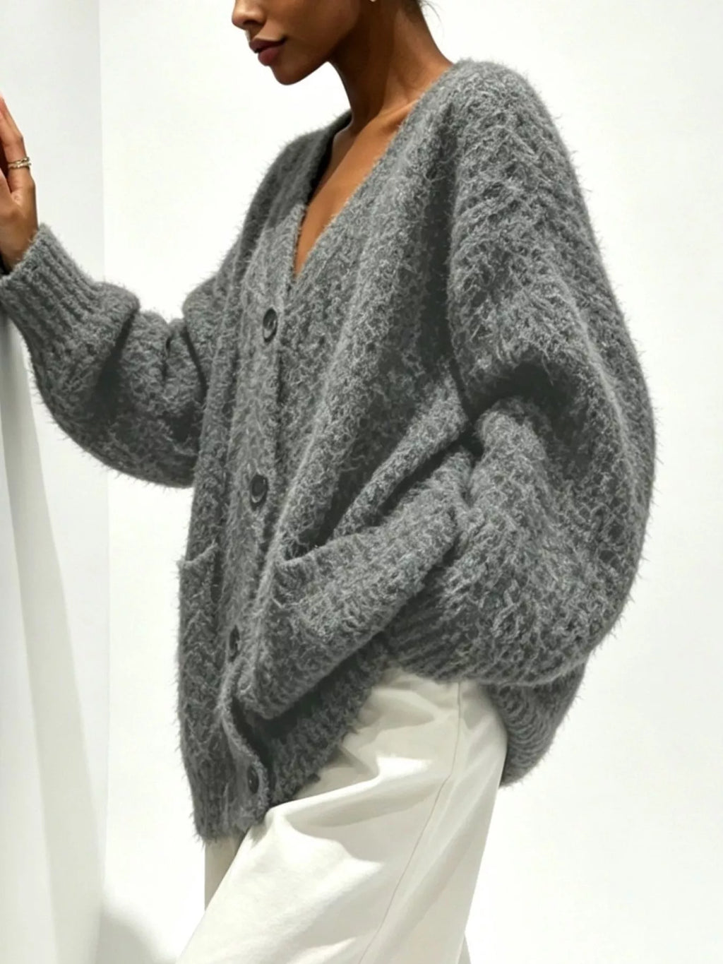 Full Size V-Neck Button-Down Cardigan Plus Size