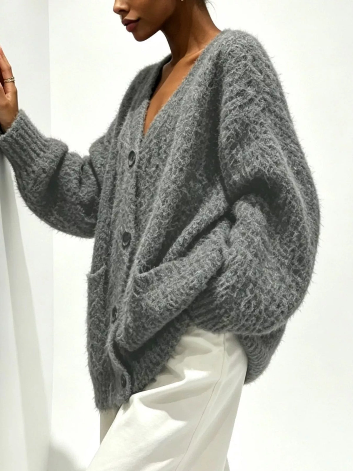 Full Size V-Neck Button-Down Cardigan Plus Size