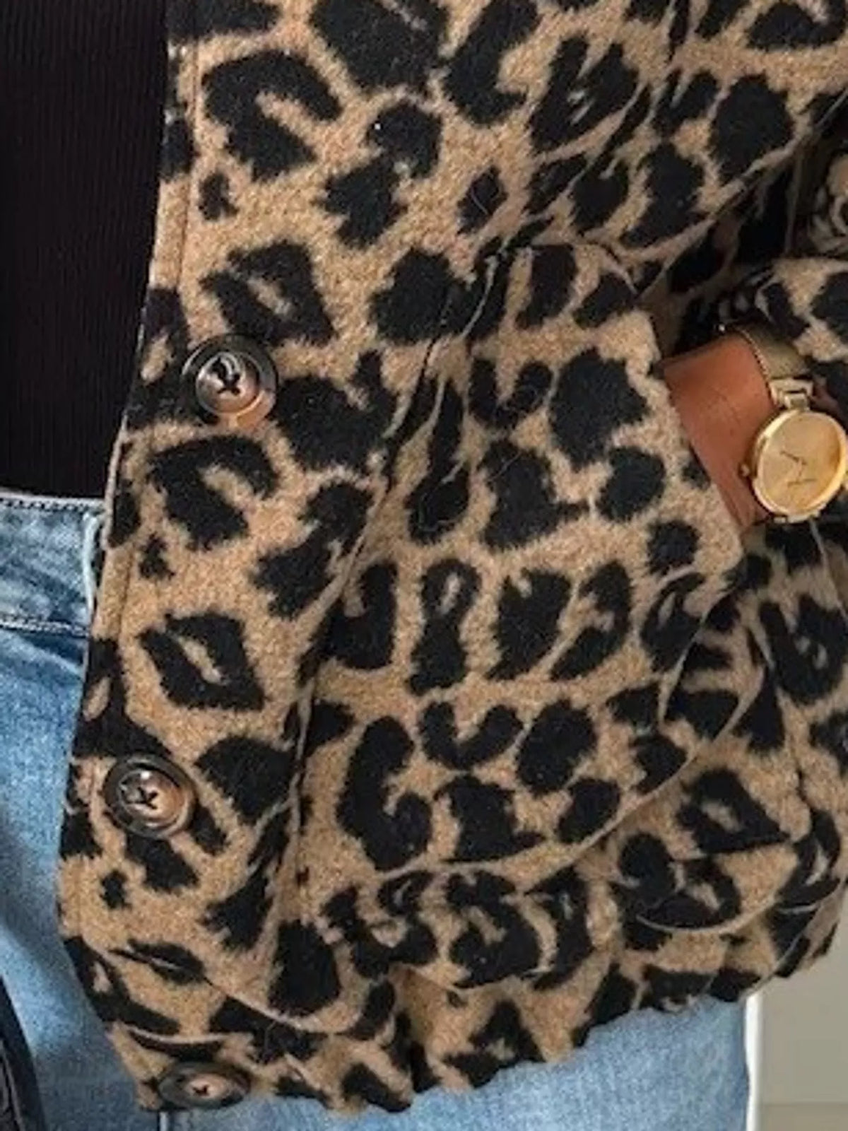 c Leopard Print Button-Down Jacket