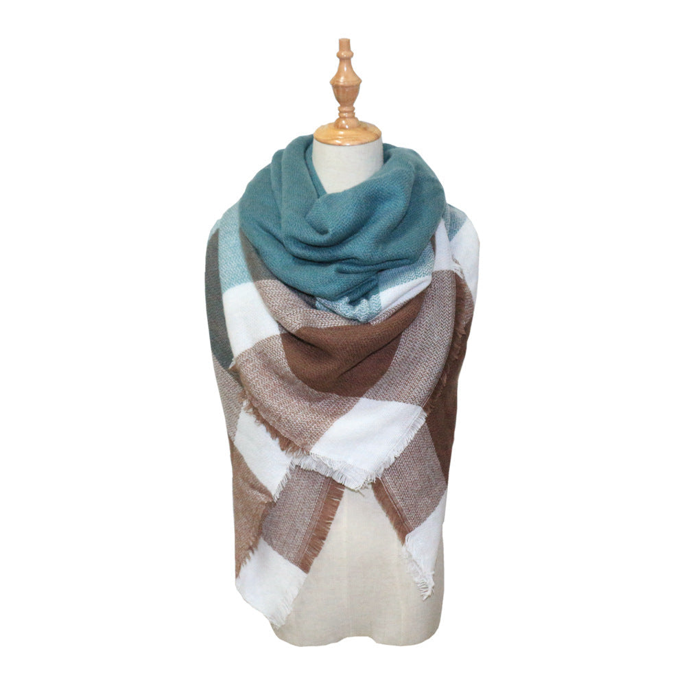 Plaid-print Versatile Neck Scarf Shawl