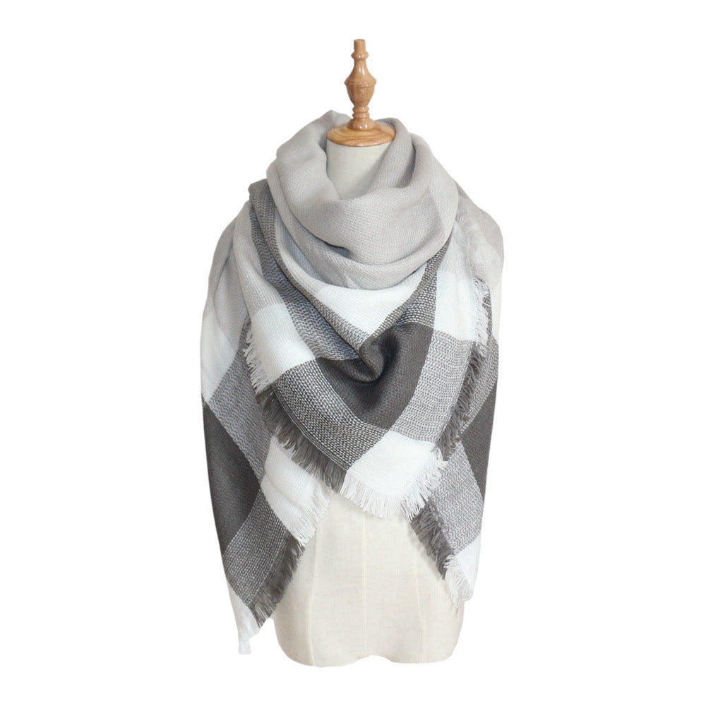 Plaid-print Versatile Neck Scarf Shawl