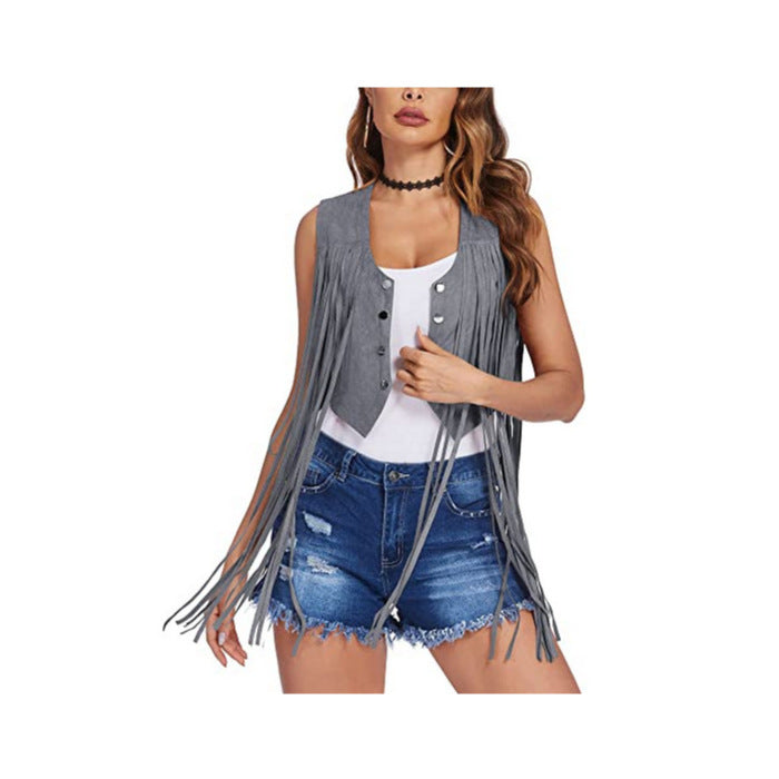 Suede-velvet Vest Womens Mid-length Top