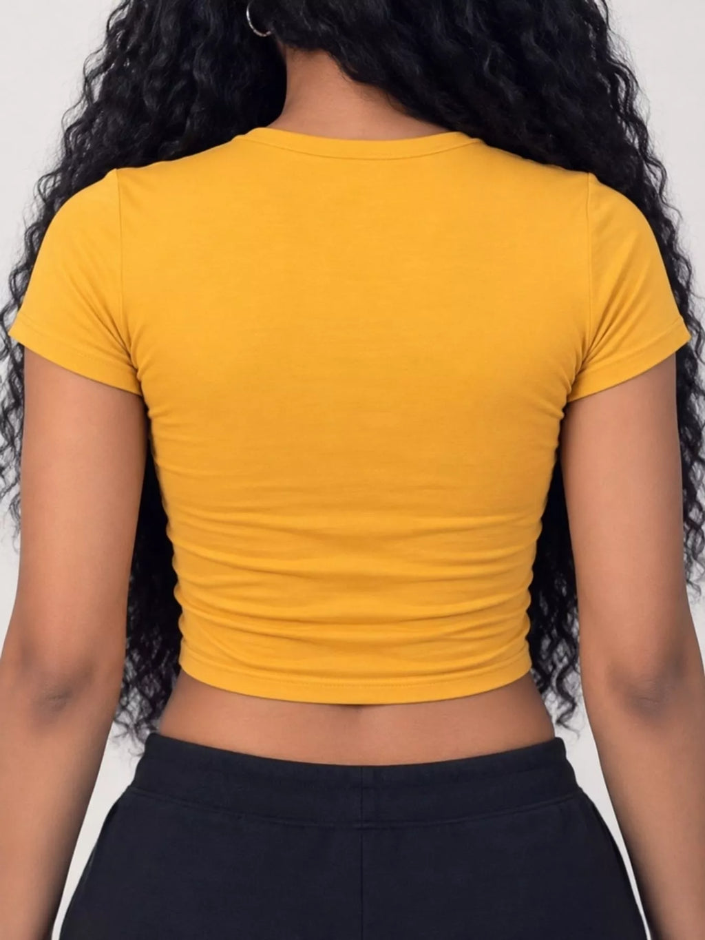 Slim Fit Basic Crew Neck Short Sleeve Crop T-Shirt