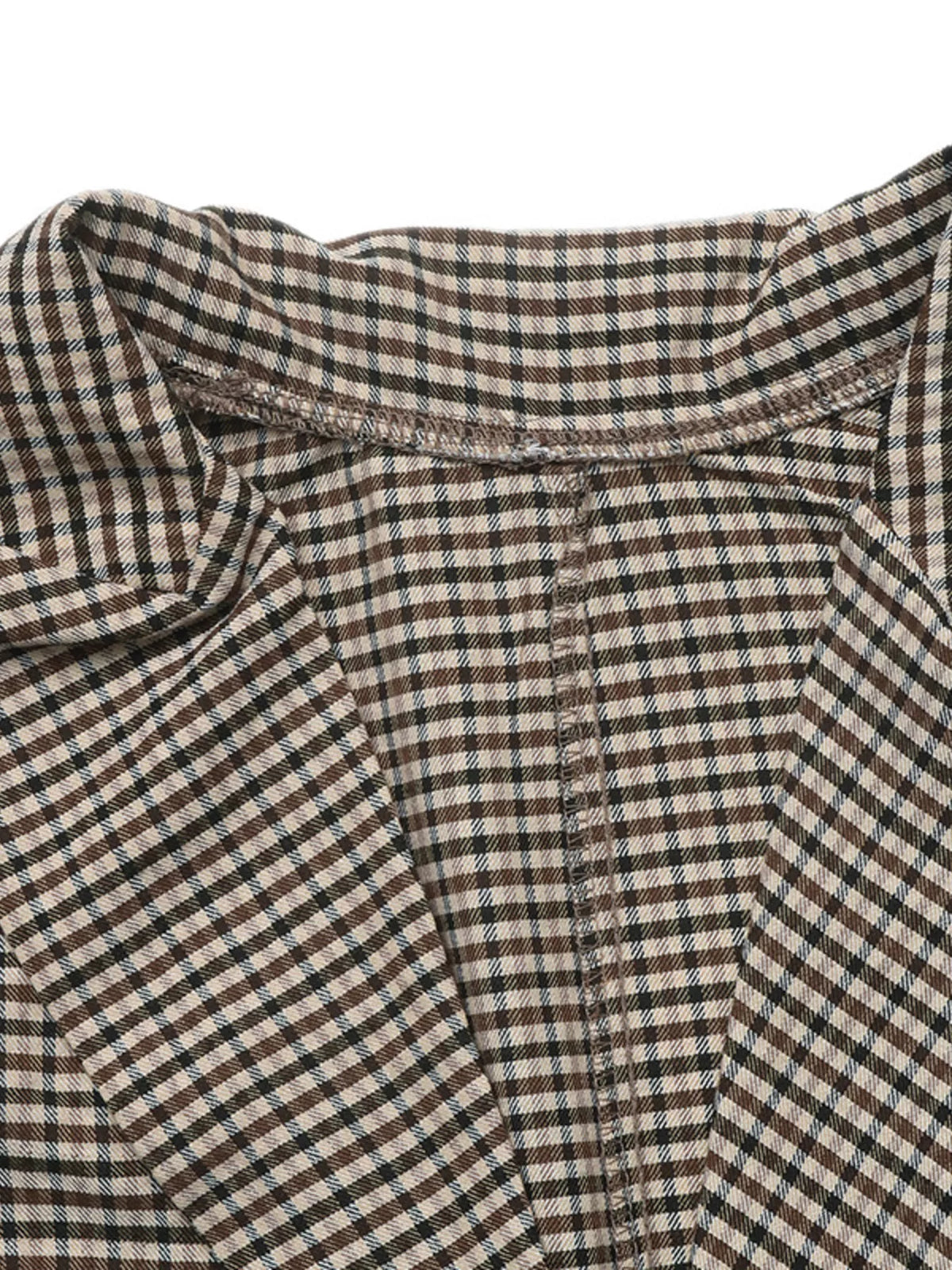Plaid Lapel Collar Double-Breasted Blazer