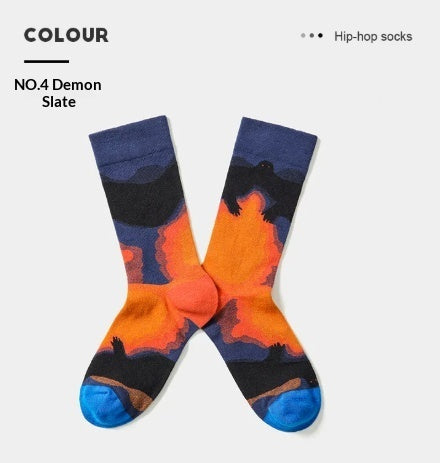 French Creative Socks Illustration Art Socks For Men And Women Couples
