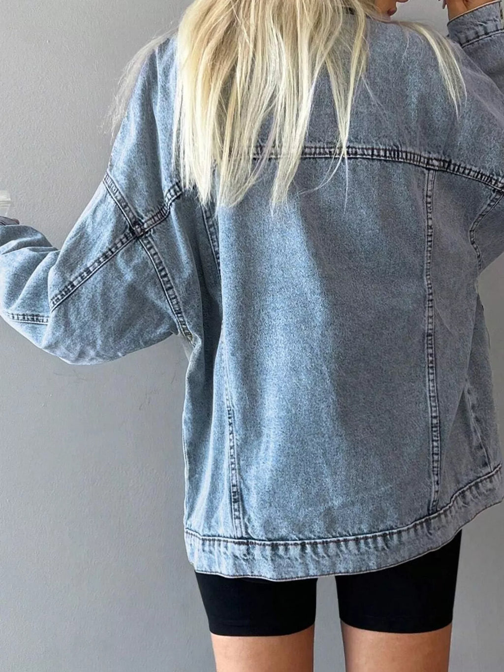 Button Up Dropped Shoulder Denim Jacket