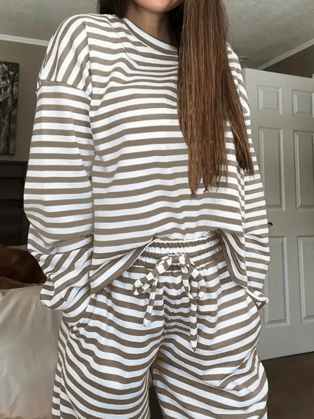 Striped Long Sleeve Top and Pants Set