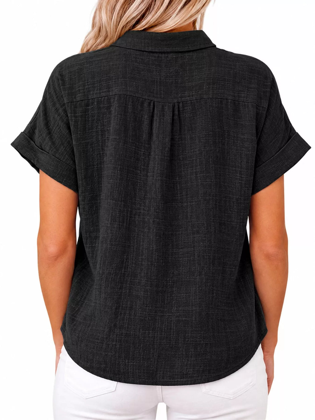 Full Size Button Up Short Sleeve Shirt Plus Size