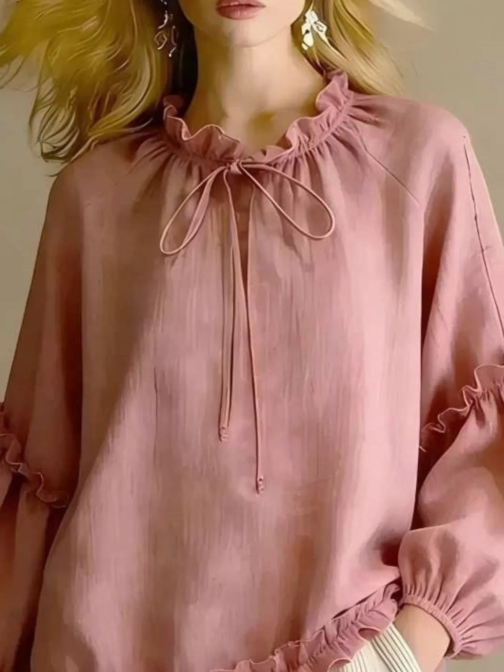 Frill Balloon Sleeve Blouse